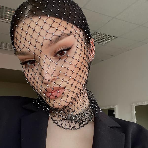 Tilbehør rhinestone elastisk mesh hette hodeskjerf ferie karneval diamantmaske for kvinner