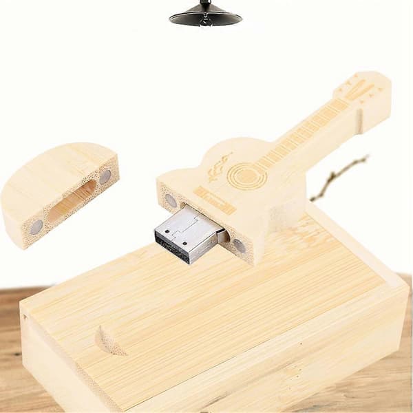 USB 2.0 hukommelsesstik i træ med guitarform til PC (64G)