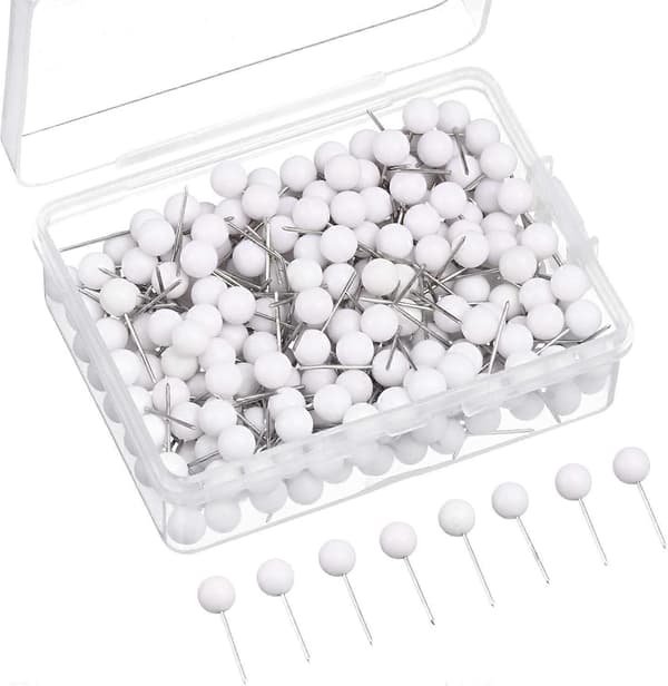 Nubbspik Kartnålar Knappnålar Liten Storlek 300-pack (3,2 mm)(Vit)(1 st)