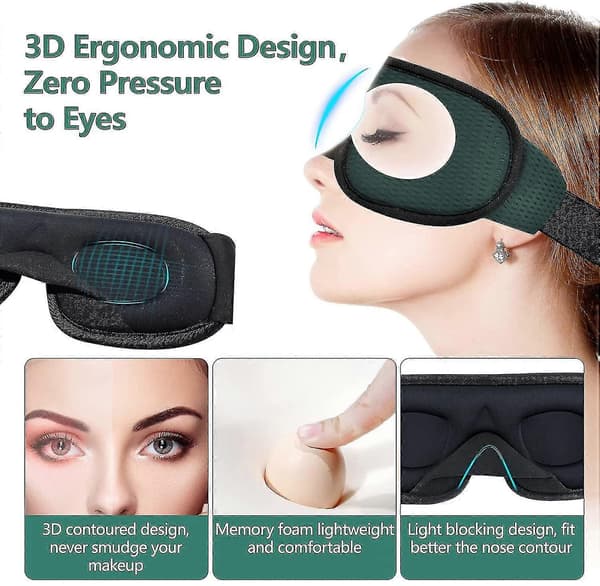 Natmaske Sovemaske Blindfold Nat Cahce Øjne Til Sovning Memory Foam 3d Konturformet Pasform