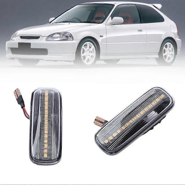 2 stk for Honda 12V bil dynamiske blinklys sidelys gul lys med gjennomsiktig skall for Civic EK9/EJ9 1995-2000