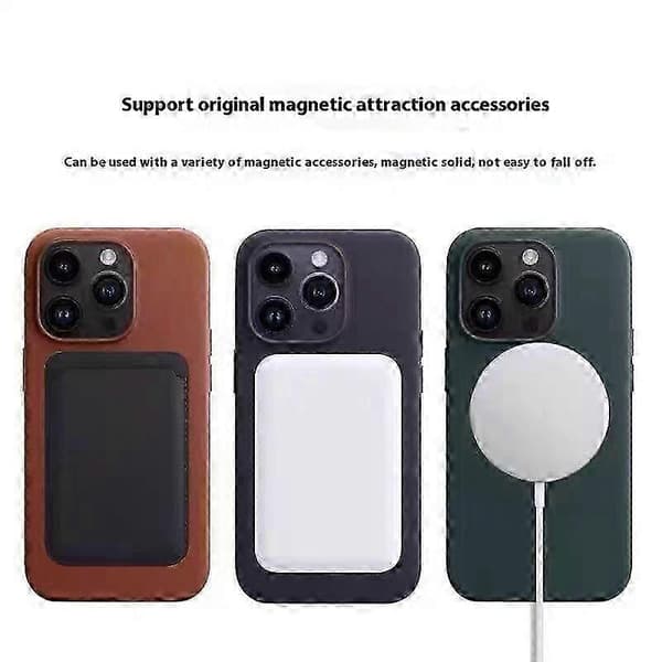 För iPhone 14 Pro Max-fodral kompatibelt med MagSafe PU PC-telefonbaksida med logotyp -