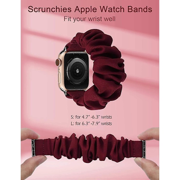 3-pack Kompatibla med Apple Watch Armband Scrunchies 42mm Tyg Mjukt Mönstrat Tryckt Tyg Armband Armband Kvinnor IWatch Elastiska Scrunchy Band 44mm