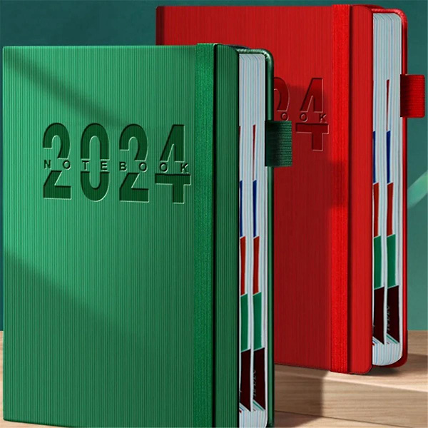 I 2024 er den daglige planbog 365 dage, den daglige skemabog er én side, og kontortilbehøret