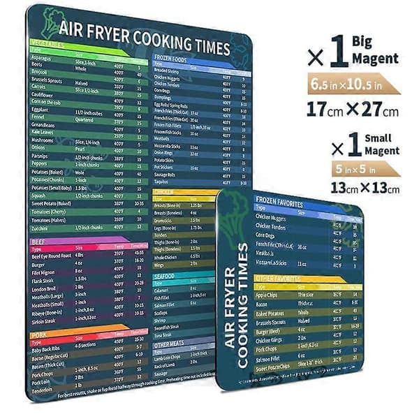 AirFryer Magnetiske Kogetidsark AirFryer Tilbehør Kogetid Hurtig Reference Guide Ark