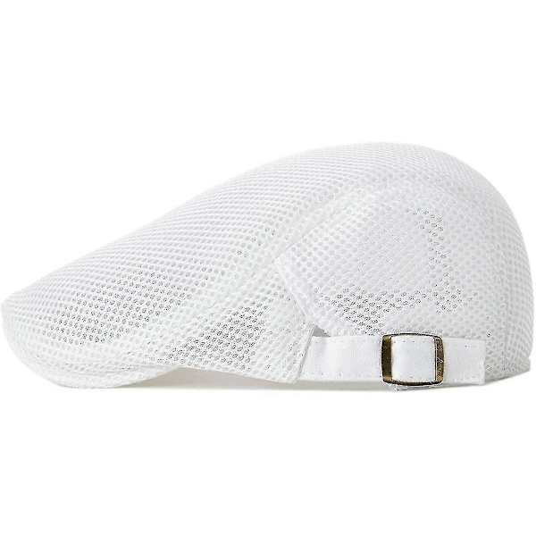 Men Able Mesh Hatt Justerbar Gutt Beret Ivy Caps Flat Cap White
