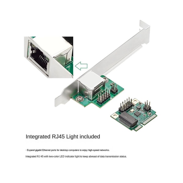 Mini Pcie Gigabit 1000m trådbundet nätverkskort Ethernet Single-nätverk Single Mouth Rj45 Free Rtl8111h