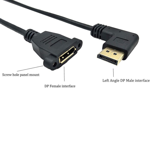 Dp til Dp-kabel, 12 tommer / 30 cm rett vinkel 90 grader DisplayPort (dp) hann til DisplayPort (dp) hunn