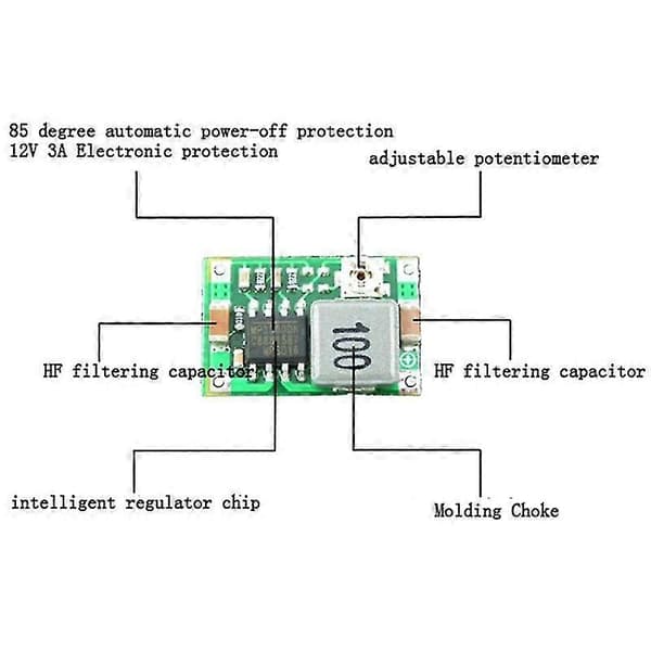 Mini DC-DC Nedtrappingsomformer Volt Regulator 5V-23V til 3.3V 6V 9V 12V HFMQV