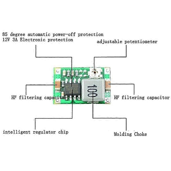 Mini DC-DC Step Down Konverter Volt Regulator 5V-23V til 3.3V 6V 9V 12V HFMQV
