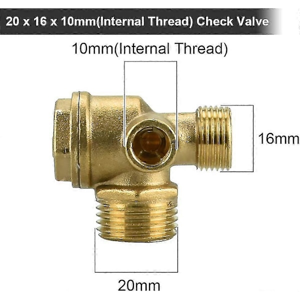 2 stk. Kobber Kompressor Kontraventil 10mm 16mm 20mm Rustfri Kompressor Kontraventil Slidstærk