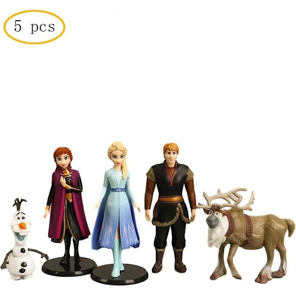 5 stk. stor Frozen kaketopp, Frozen-temafestutstyr, barnebursdagskakedekorasjon.