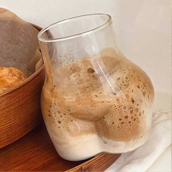 Vinglas i Form av Bakdel 450ml Glaskopp Transparent Nyhet Rolig Bakdelsglas Kreativ Kroppsform Cocktailglaskopp för Barfest Mångsidig Hem