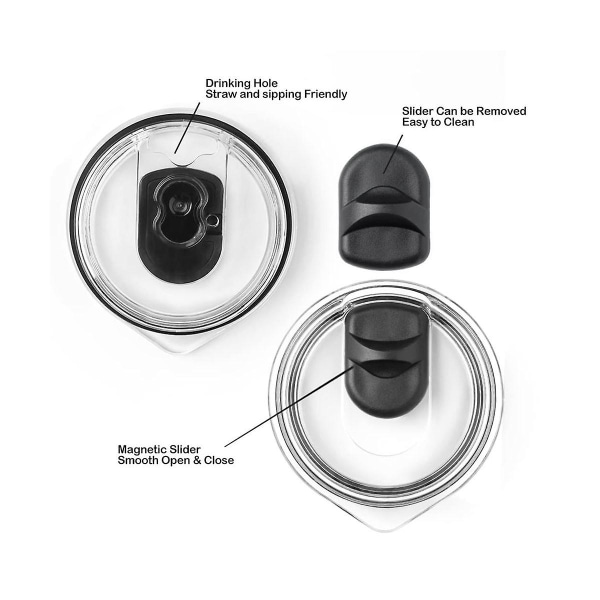 2 stk. Magnetiske Spildsikre Tumbler Låg 30oz Tumbler Vandkop Låg Kopper Magnetdæksel Kande Flasker Låg