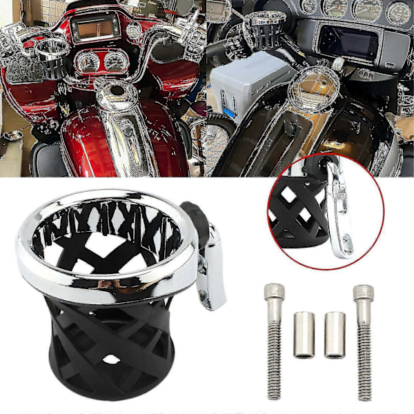 Motorcykel Styr Kopholder Drikke Med Netkurv Beslag Til Softail Glide 1996-op Sort