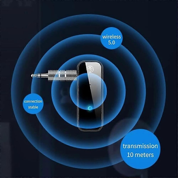Bluetooth 5.0 Receiver, 3.5mm Bluetooth adapter til bil med stereo auxiliary output, håndfrit bilsæt
