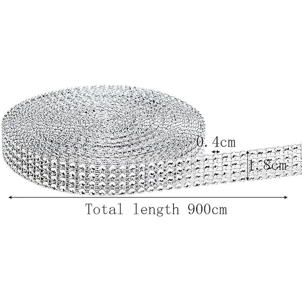 6 Rækker Sølv Blomst Diamant Mesh Wrap Rulle Falsk Krystal Rhinestone Bånd