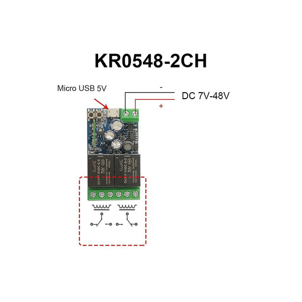 USB 5V/DC7-48V Ewelink Smart Wifi-brytare Universal Relämodul 2-kanals Trådlös Brytare Timer Telefonfjärrkontroll