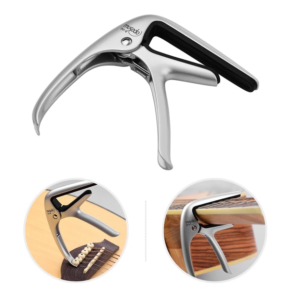 -6 Akustisk Gitar Capo Rask Bytte Aluminiumslegering Med Integrert Bropin-Trekker For Klassisk