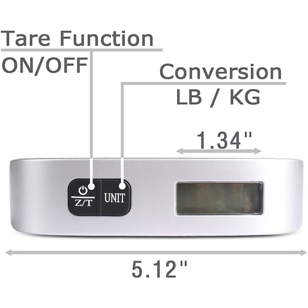 Mini LCD Digital Hængende Vægt, bærbar Digital Elektronisk Vægt til Bagage/Rejser/Hjem, 50kg/10g