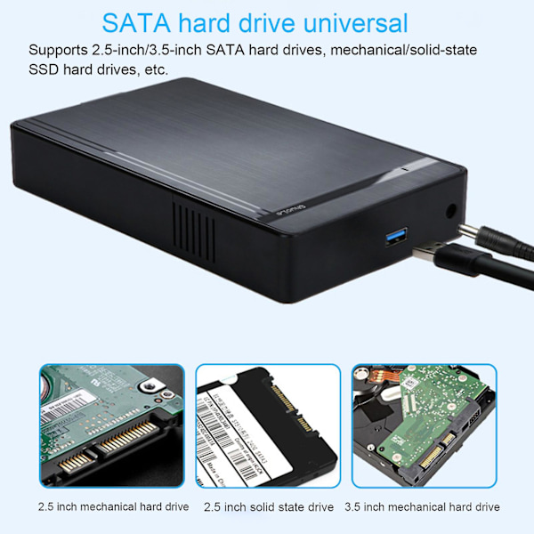 1 Sæt 2,5/3,5 tommer HDD Kabinet Driver-fri Smart Sleep Data Opbevaring ABS Harddisk Case SATA til USB 3.0 Adapter til Hjemmet