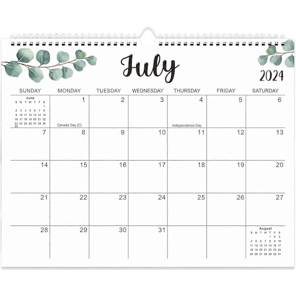 Kalender 2024-2025, 18 Måneder Juli 2024 - Des 2025 Veggkalender med Tom Plass Spiralinnbinding