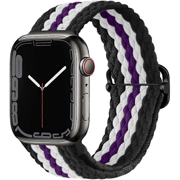 Joustava Solo Loop -ranneke, yhteensopiva Apple Watch -rannekkeen 41 mm 40 mm 38 mm kanssa, säädettävät joustavat nailonpunotut urheilurannekkeet iWatch Series 7 6 5 4 -kelloille