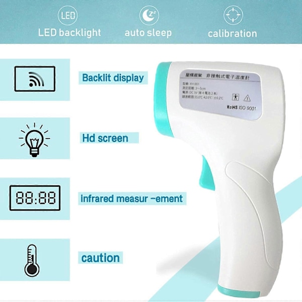 Pannetermometer, Raopuzi Panne Medisinsk Termometer med LCD-skjerm, Berøringsfri Termometer for Baby Barn Voksen Infrarød Termometer