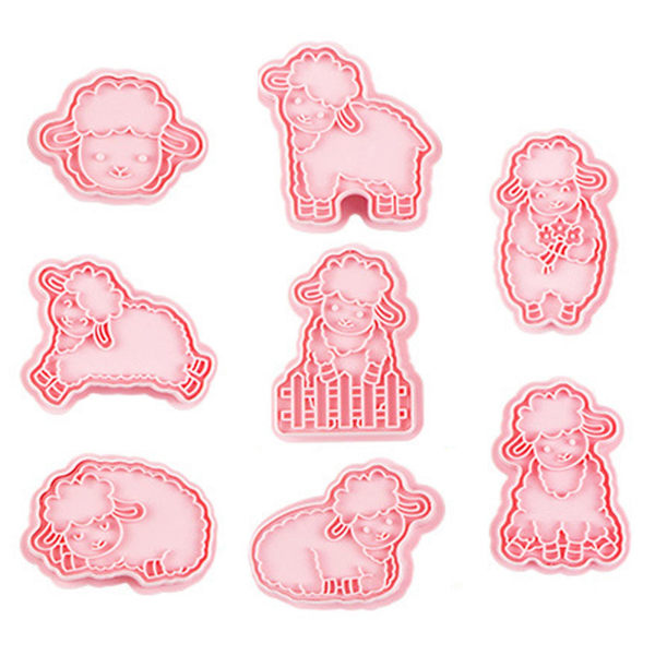 8 Pack Plastic Cookie Cutters Sheep Shaped Biscuit Moulds Cookie Biscuit Moulds