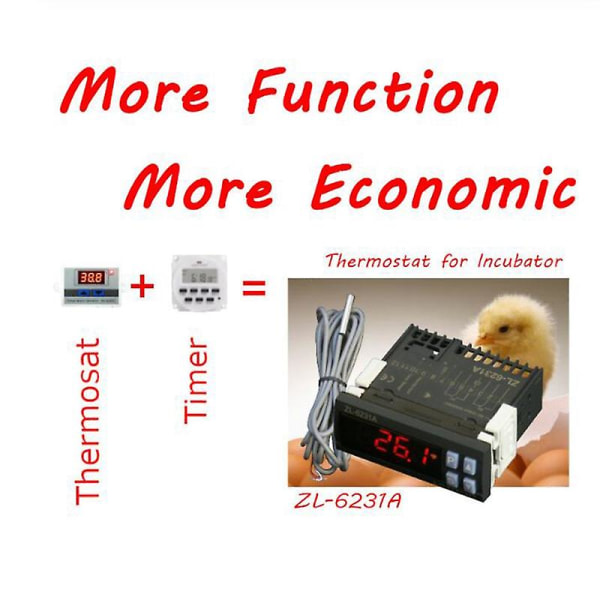 ZL-6231A, Inkubatorstyring, Termostat med Multifunktionel Timer, svarende til STC-1000 eller W1209 + TM618N, Lilytech