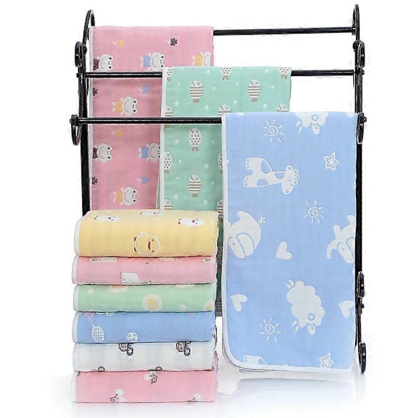 Babybadhandduk, täcke, gasväv, barnfilt, högkvalitativ spädbarnsfilt, barnfilt, 100% bomull, 6-lagers gasväv, badhandduk 110*110, rosa måne, hund