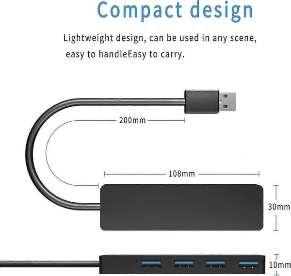 2025 Lämplig USB-hubb, 4 Portars USB 3.0-hubb, Ultratunn Extra Lätt USB-adapter, USB-distributör Datahubb för