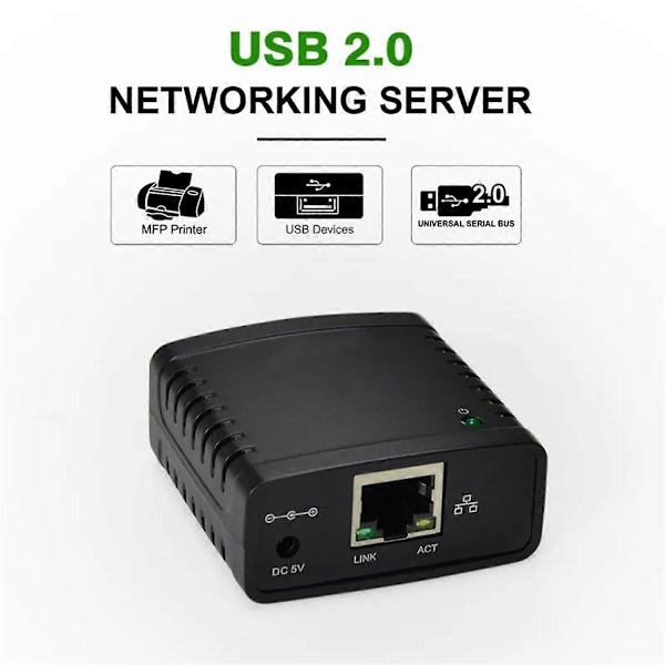 USB 2.0 LRP Print Server Dela LAN Ethernet Nätverkskrivare Strömadapter USB HUB 100Mbps Pri