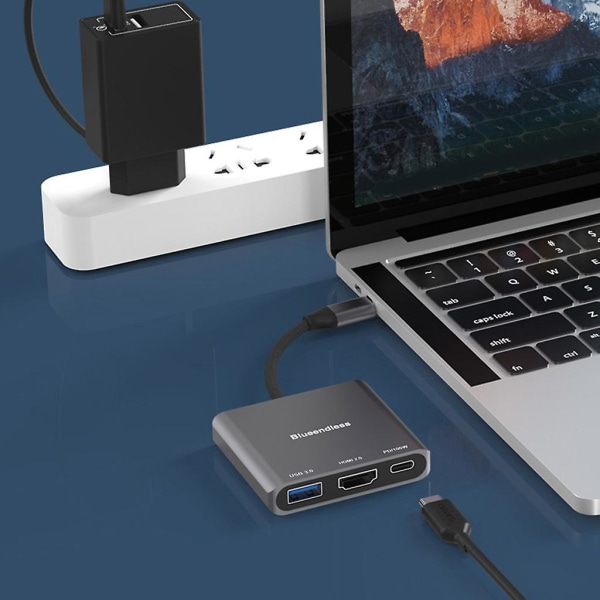 4K HDMI-kompatibel USB-C-dockningsstation Adapter Stöd Skärm Monitor U-disk