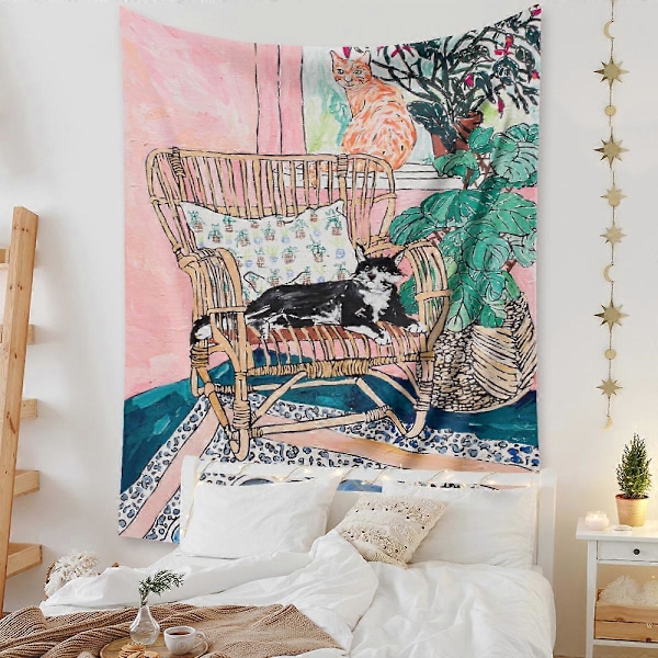 Wekity Botanisk Boho Hjemmevægtæppe Æstetisk Kunst Hjemmebaggrundstof Ornament Gave Mandala Vægtæppe Ornament (ZJ825-53, 71 X 91 Tommer)