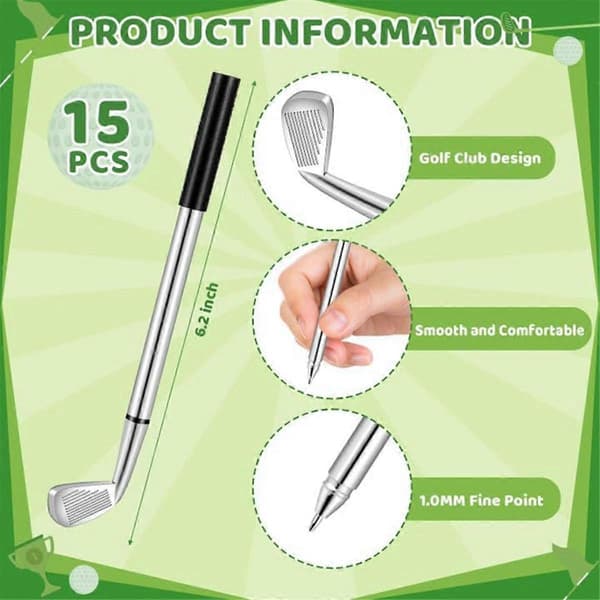 Golfkulspetspennor, 15 Ergonomiska Golfklubbspennor för Kontorsmaterial