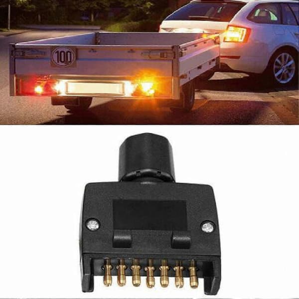 Tilhengerplugg Flat Design Sterk Grip 12V 7-pins Slepeledning Sokkel for Bobiler