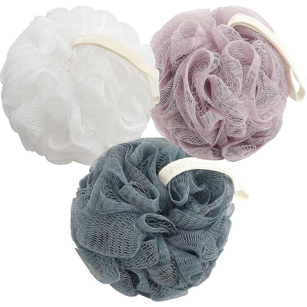 Bad Dusch Loofah Svamp Puff Kroppstvätt Skrubber (Set med 3)