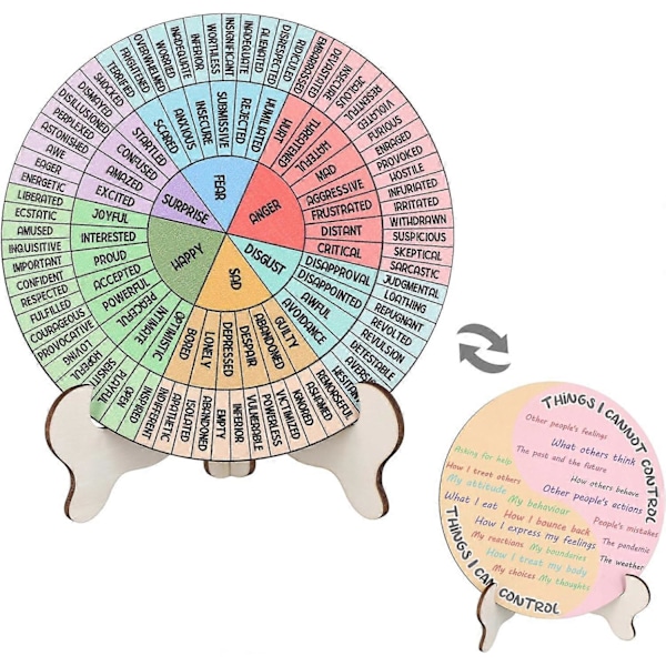 Følelseshjul med Stativ, Dobbeltsidet Emotionshjul Diagram Træ Stemningshjul