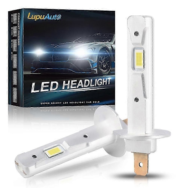 1 par/2 stk. 12V LED H1 LED Forlygtepære Canbus Bil Hoved Tågelygte 6500K Hvid Super lys plug and play Fanless LED Forlygte