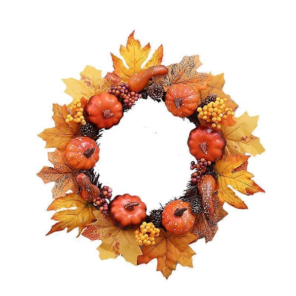 1 st Höstgirlang Konstgjord Girlang Dörrkrans Lönn Pumpa Bär Festlig Vägg Fönster Ornament (35cm)