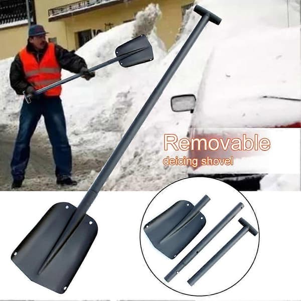 Sammenleggbar multifunksjonell spade for bil, camping, snøspade, snøspade med jernhåndtak