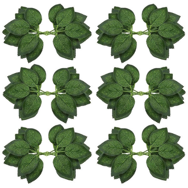Falske kunstige blade til roser dekorationer - 36 silkegrønne roser blomsterblade med realistisk vinranke