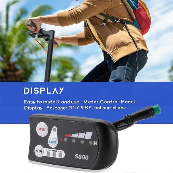 Elektrisk Cykel 36V48V S800 LED LCD Mätare Kontrollpanel Display för Ebike Controller 5 Pin Vattentät Kontakt