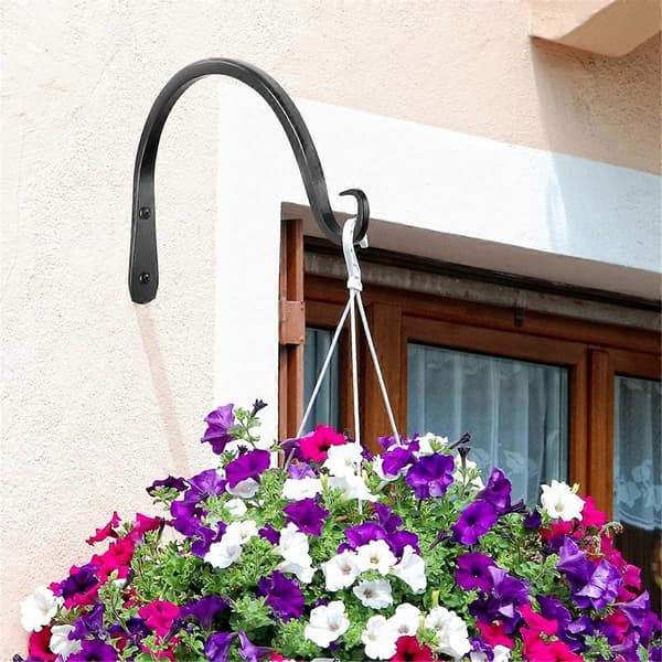 Sorte, buede plantekroge til ophængning af fuglefoderautomater, blomsterkurve, indendørs og udendørs brug
