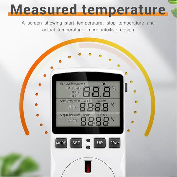 Digital Temperaturregulator Termostat Stikkontakt Stik Varme Køling Timer til Hjemmebrygning Gre