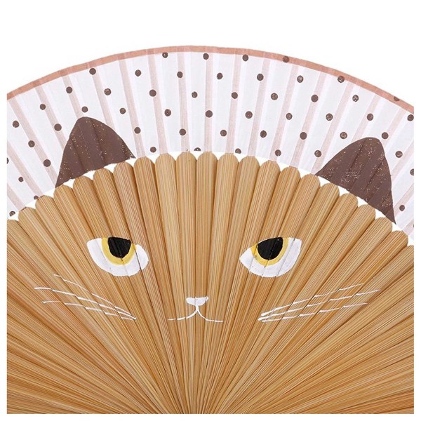 Handfaecher Karikatur Katze Klapp Fan Kawaii Braun