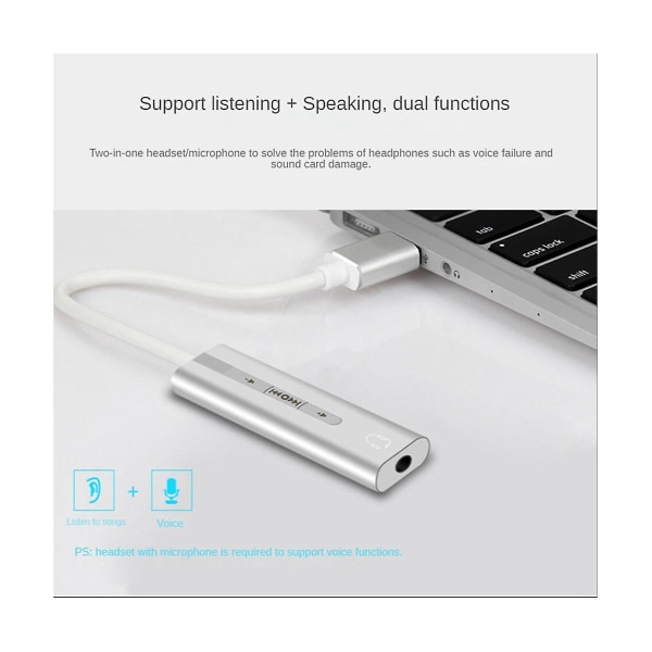 Externt USB ljudkort Usb3.0 till 3.5 mm Ljudmikrofon Hörlursadapter för PC Ljudkort för bärbar dator