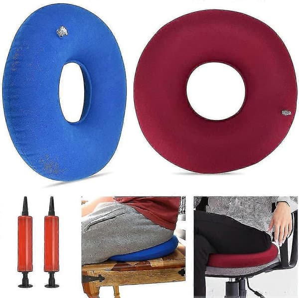 2 Stykker Oppustelig Siddepude Ortopædisk Oppustelig Ringpude Donut Pude Med 2 P