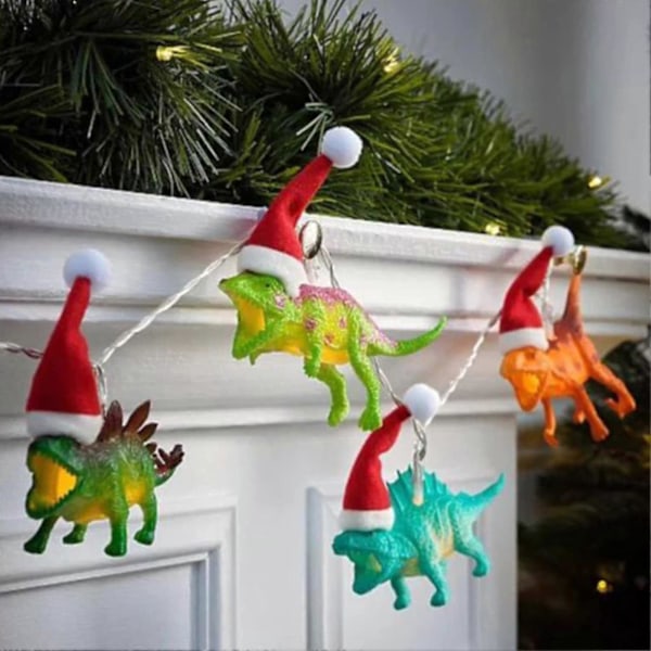 LED Dinosaur Lyslenke Julelys Dinosaur Batteridrevne Lys For Juletre Hjemme Feriedekorasjon